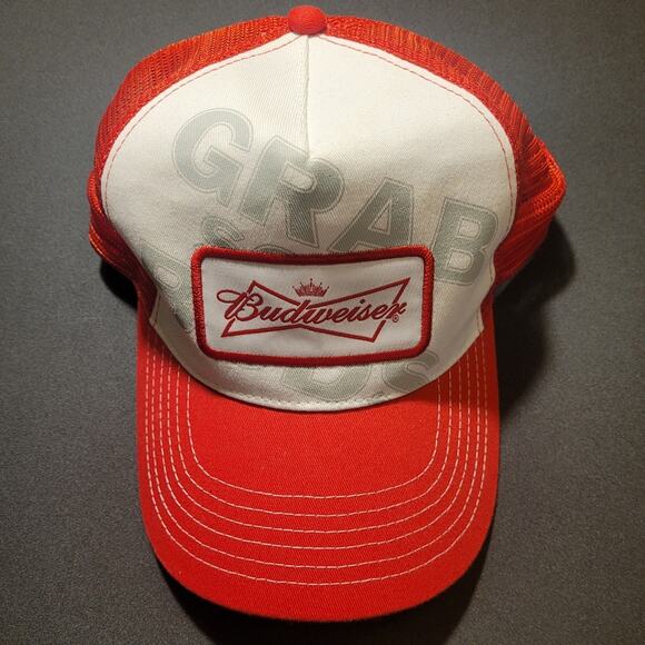 Budweiser Trucker Hat Red White Mesh Snapback Beer Cap - Picture 2 of 8